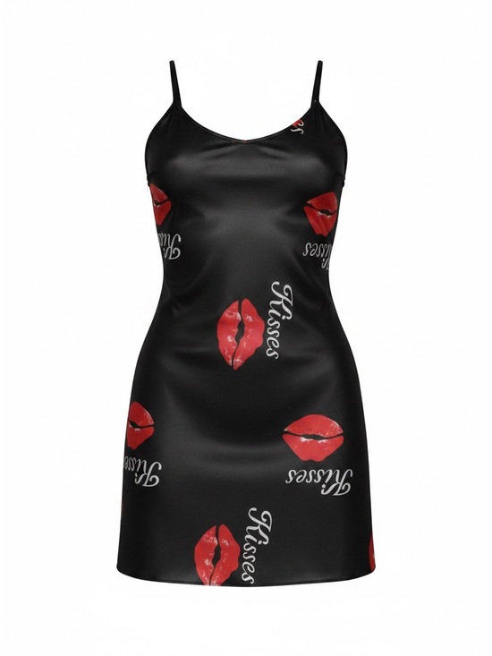 None Dresses & Skirts - Sexy Black Nightie W/Lucious Red Lips